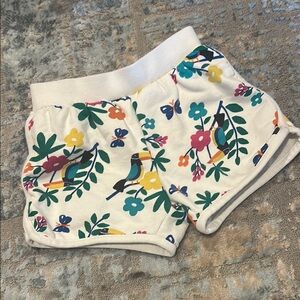 Hanna Andersson White Floral & Bird Print Kids Shorts